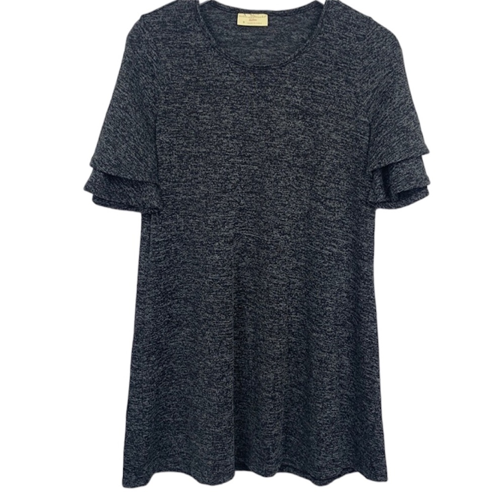 Bobbie Brooks Basic Ruffle Petal Sleeve Heather Gray Classic Dress Size Small